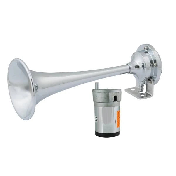 AFI, Single Trumpet Chrome Brass Mini Air Boat Horn Kit with Compressor