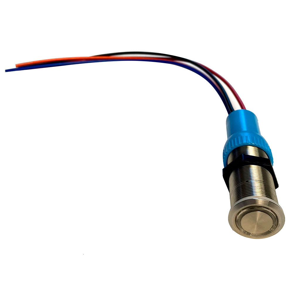 Bluewater 19mm Push Button Switch - OFF/ON/ON Nav/Anc Contact - Blue/Green/Red LED - 1' Lead