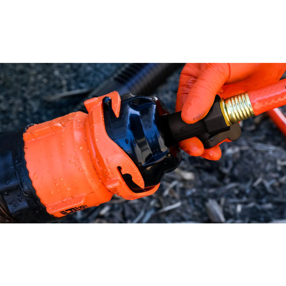 Camco RhinoFlex 10’ Clean Out Hose w/Rinser Cap - 5/8" Internal Diameter