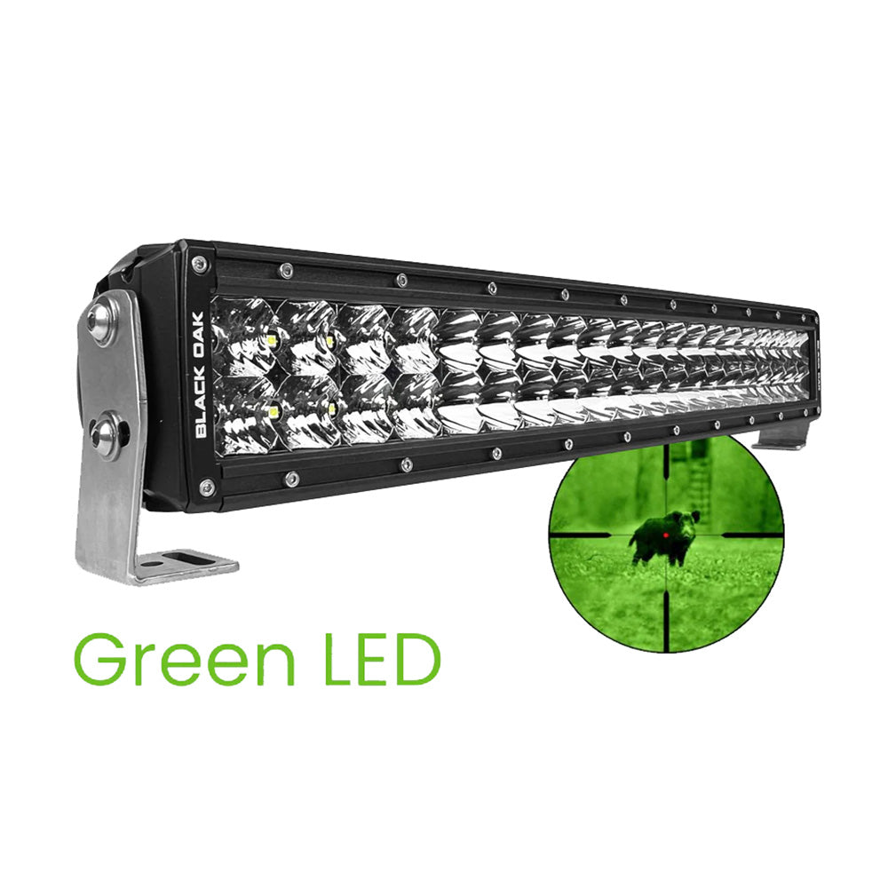 Black Oak LED, Black Oak Curved Double Row Combo Green Hog Hunting 20" Pro Series 3.0 LED Light Bar