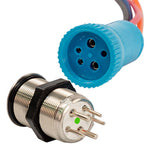 Bluewater 22mm Push Button Switch - Off/(On) Momentary Contact - Blue/Red LED - 4' Lead