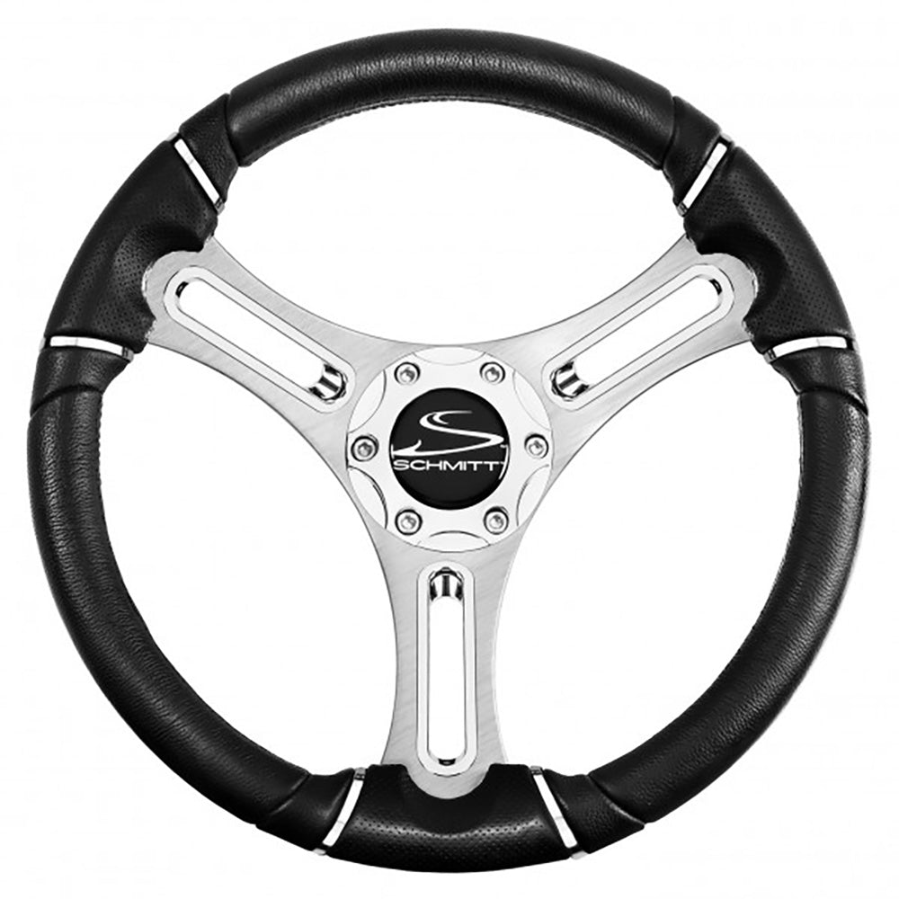 Schmitt Marine Torcello 14" Wheel - 04 Series - Polyurethane Wheel w/Chrome Trim & Cap - Brushed Spokes - 3/4" Tapered Sh
