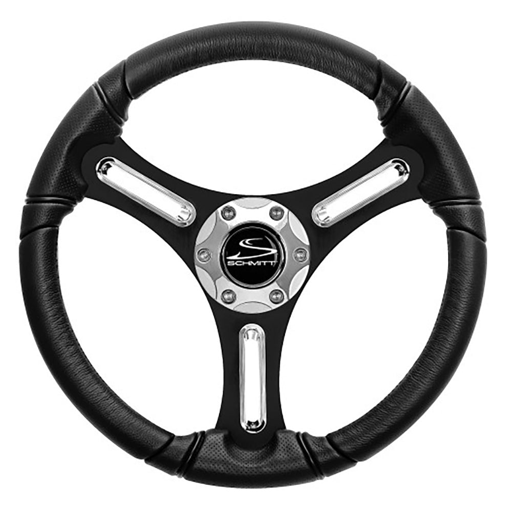 Schmitt Marine Torcello 14" Wheel - 03 Series - Polyurethane Wheel w/Chrome Spoke Inserts & Cap - Black Brushed Spokes -