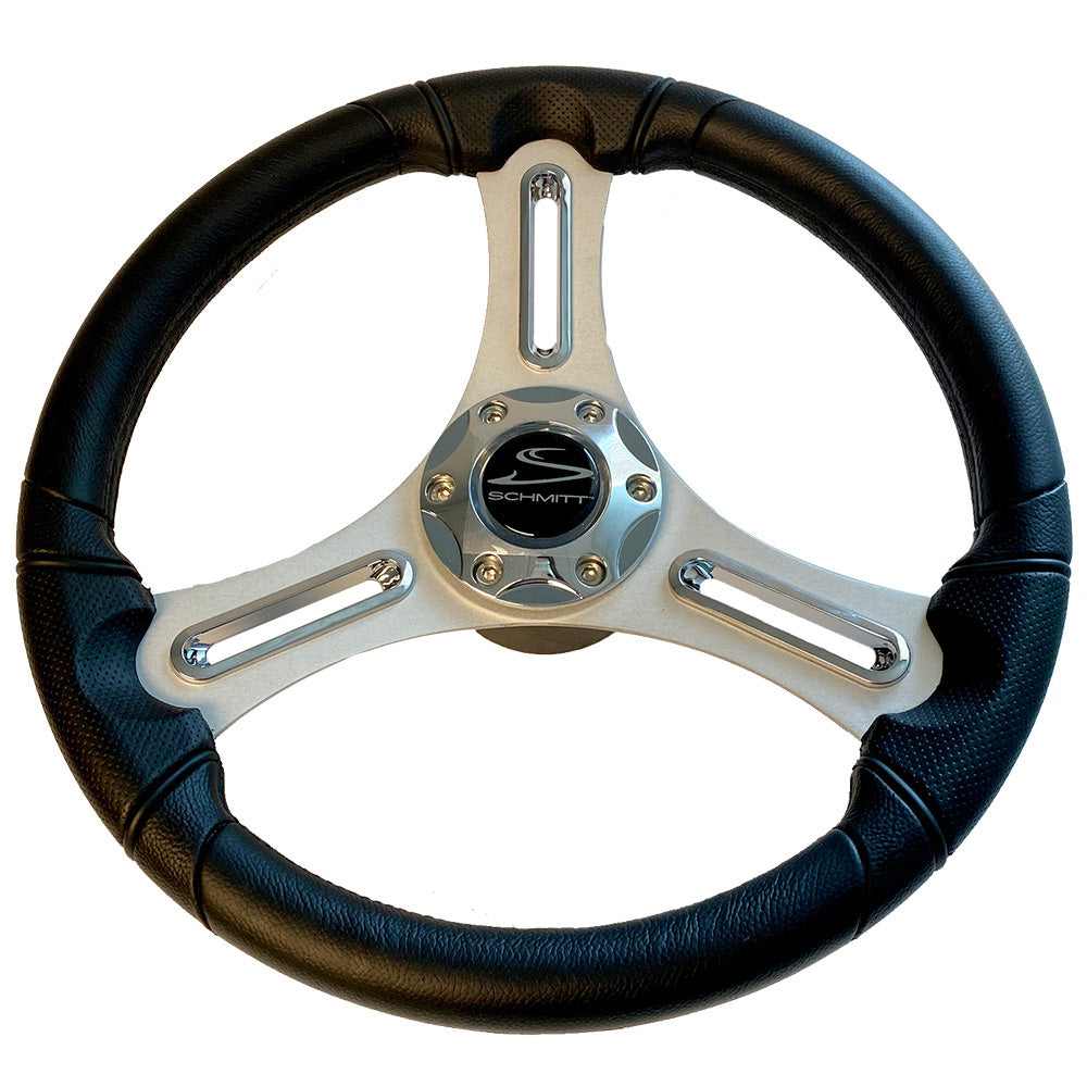 Schmitt Marine Torcello 14" Wheel - 03 Series - Polyurethane Wheel w/Chrome Trim & Cap - Brushed Spokes - 3/4" Tapered Sh