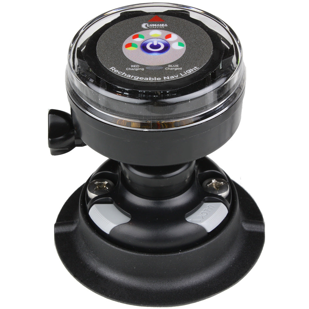Lunasea Lighting, Lunasea Rechargeable Tri-Color Portable Navigation Light w/RailBlaza Quikport Mount - Black
