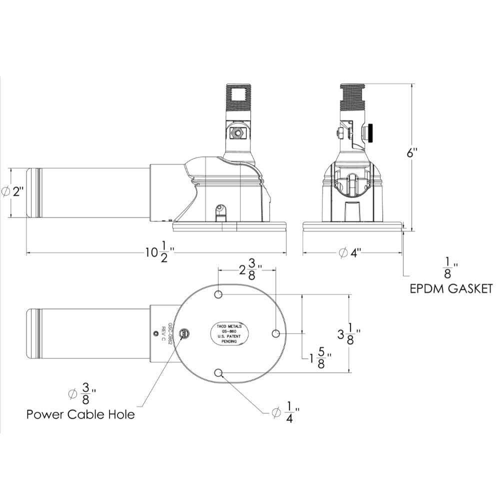 TACO Marine, TACO Grand Slam 860 Electric VHF Antenna Mount
