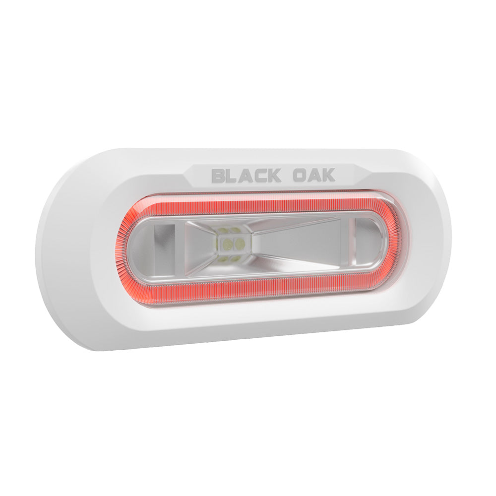 Black Oak LED, Black Oak Low Pro™ Marine Spreader Light - Flush Mount - White Housing - Red LED