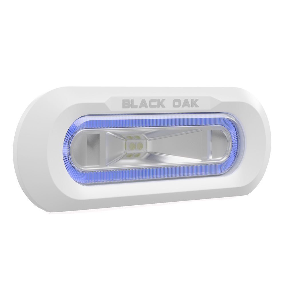 Black Oak LED, Black Oak Low Pro™ Marine Spreader Light - Flush Mount - White Housing - Blue LED
