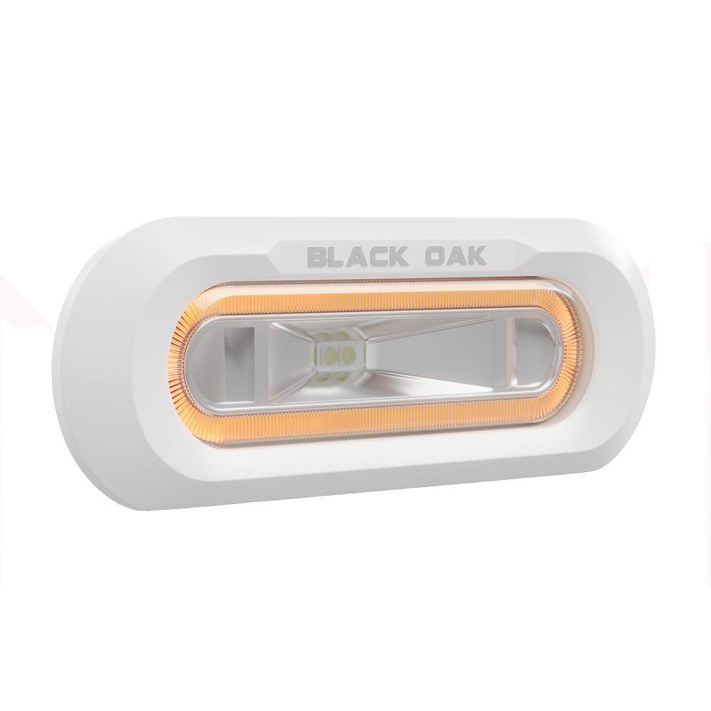 Black Oak LED, Black Oak Low Pro™ Marine Spreader Light - Flush Mount - White Housing - Amber LED