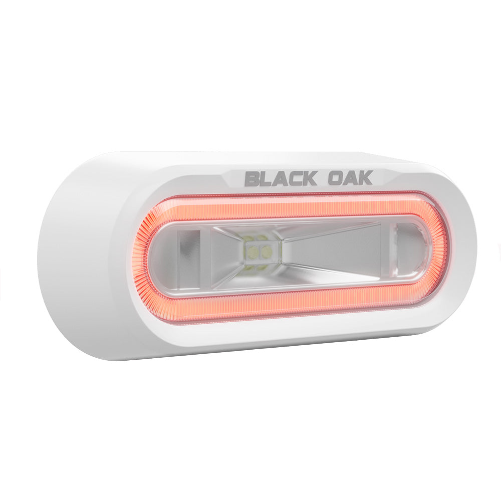 Black Oak LED, Black Oak Low Pro™ Off Road Spreader Light - Bracket Mount - White Housing - Red LED