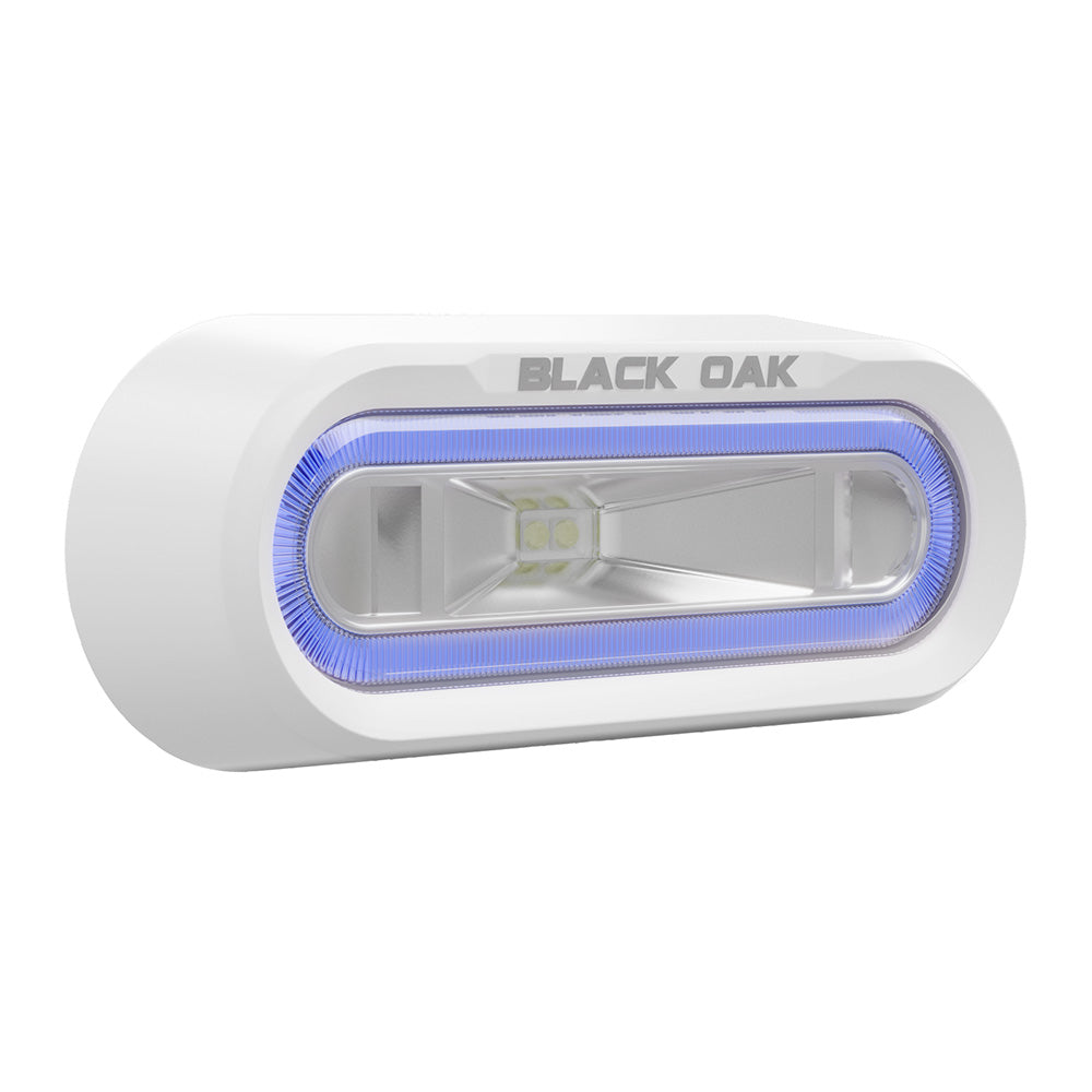 Black Oak LED, Black Oak Low Pro™ Off Road Spreader Light - Bracket Mount - White Housing - Blue LED