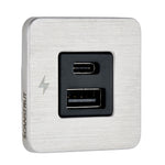 Scanstrut TILE USB-A/USB-C Interior Charging Socket - 12/24V - Stainless Steel Bezel