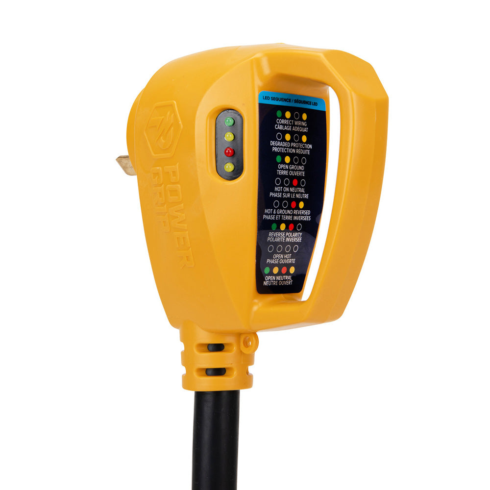 Camco Power Grip RV 12" 30Amp Circuit Analyzer Dogbone - Integrated Surge Protection