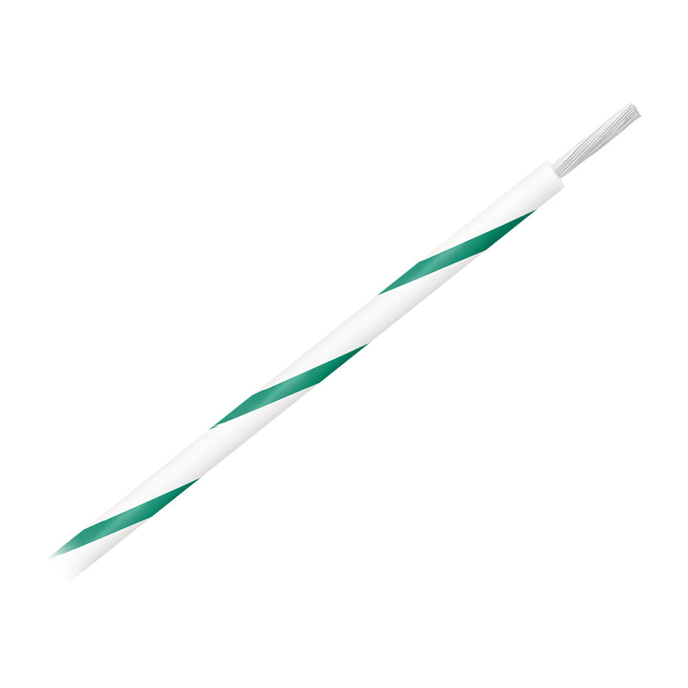 Pacer 14 AWG Gauge Striped Marine Wire 500' Spool - White w/Green Stripe