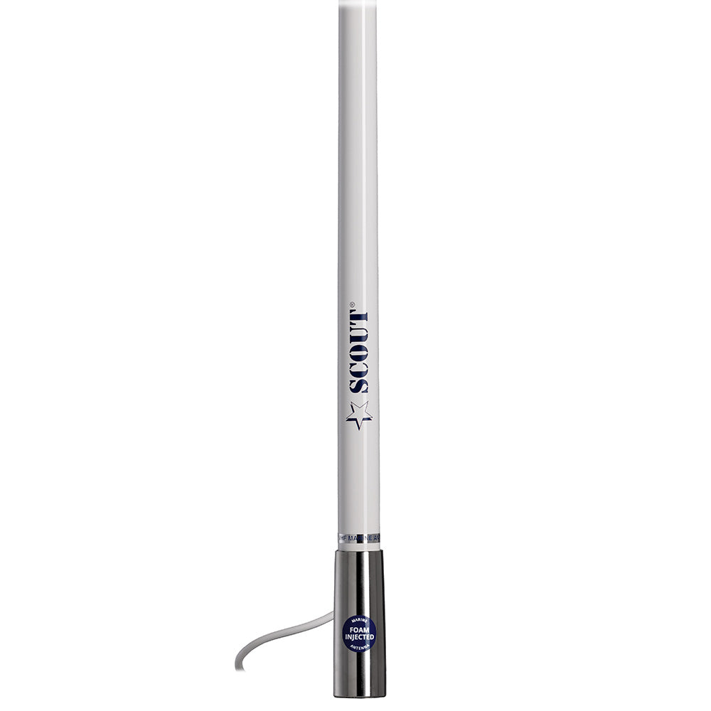 Scout Titan Series 4' White VHF Antenna 3dB Stainless Steel Ferule w/5M RG-58 Includes PL-259