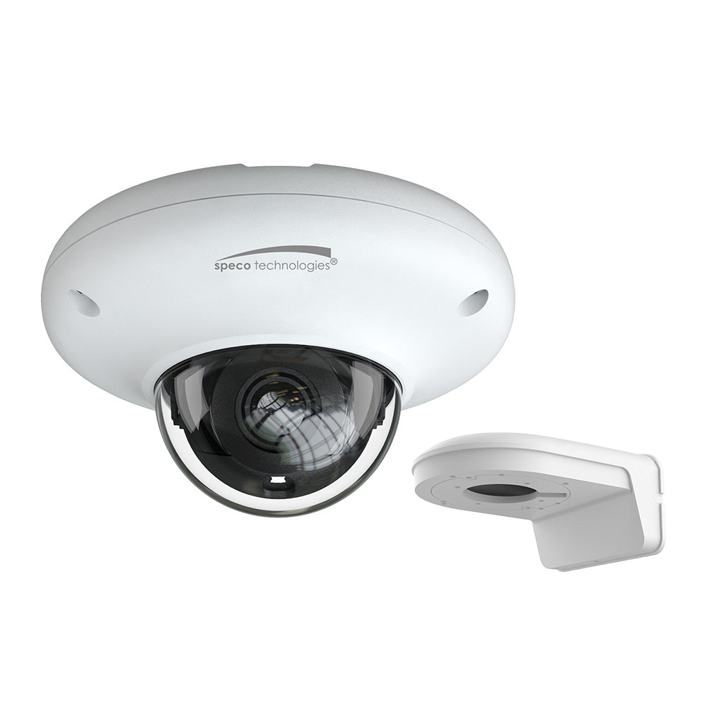 Speco Tech, Speco 4MP H.265 Mini Dome AI IP IR Camera w/Wall Bracket - 2.8mm Lens - White