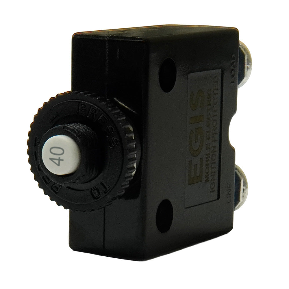 Egis Mobile Electric, Egis 40A Push Button Panel Mount Circuit Breaker - Screw Terminals