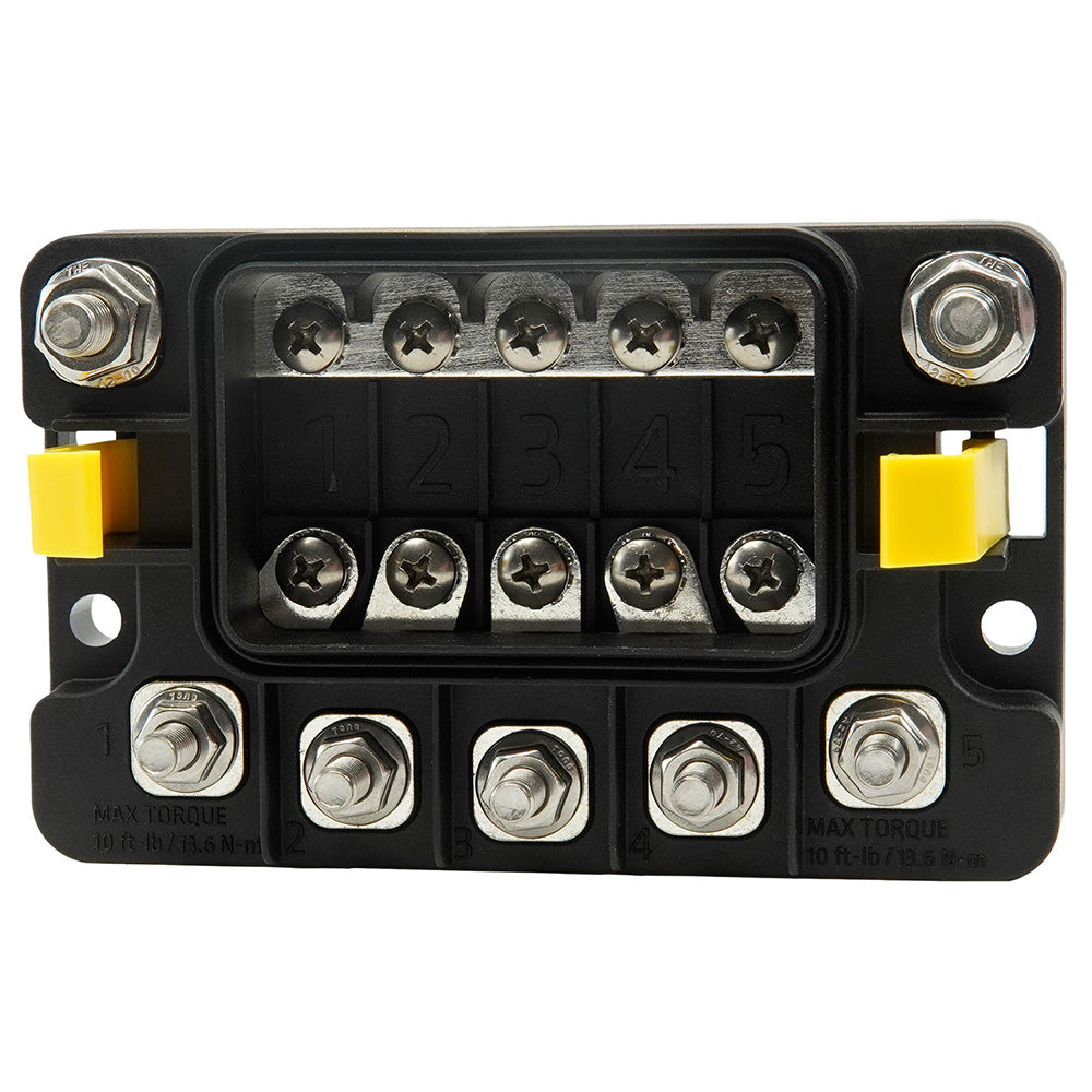Egis Mobile Electric, Egis MIDI 5 Circuit Fuse Block w/Sealed Cover - M8 Inputs - M6 Outputs
