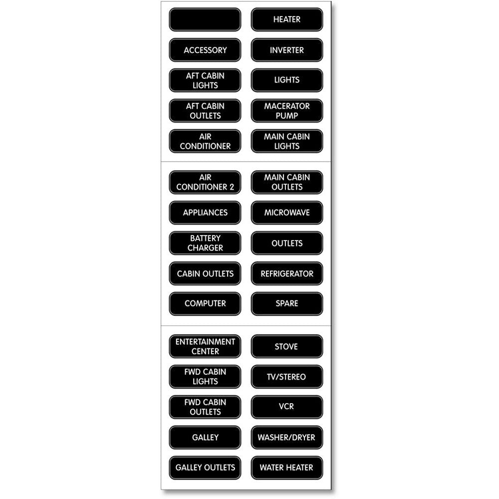 Blue Sea Systems, Blue Sea 8031 AC Panel Basic 30 Label Set