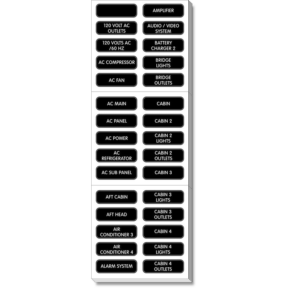 Blue Sea Systems, Blue Sea 8067 AC Panel Extended 120 Label Set