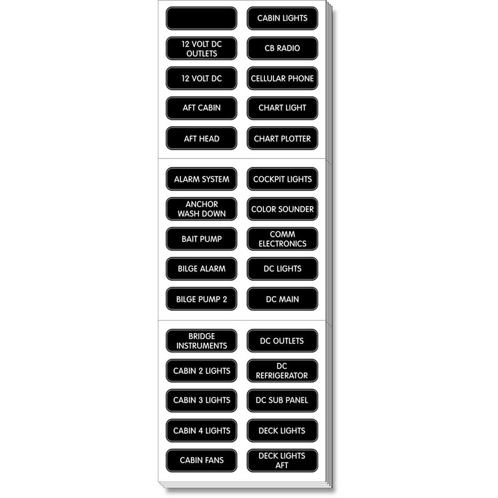 Blue Sea Systems, Blue Sea 8039 DC Panel Extended 120 Label Set