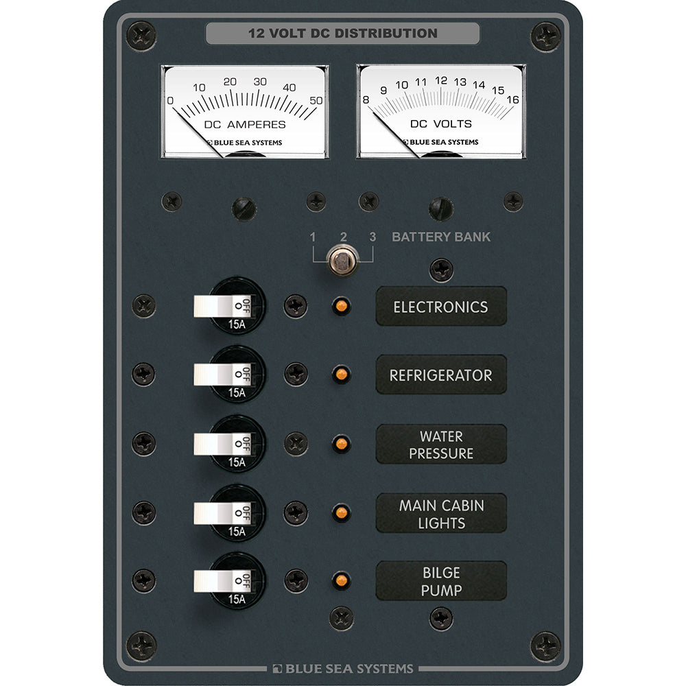 Blue Sea Systems, Blue Sea 8081 DC 5 Position Toggle Branch Circuit Breaker Panel - White Switches