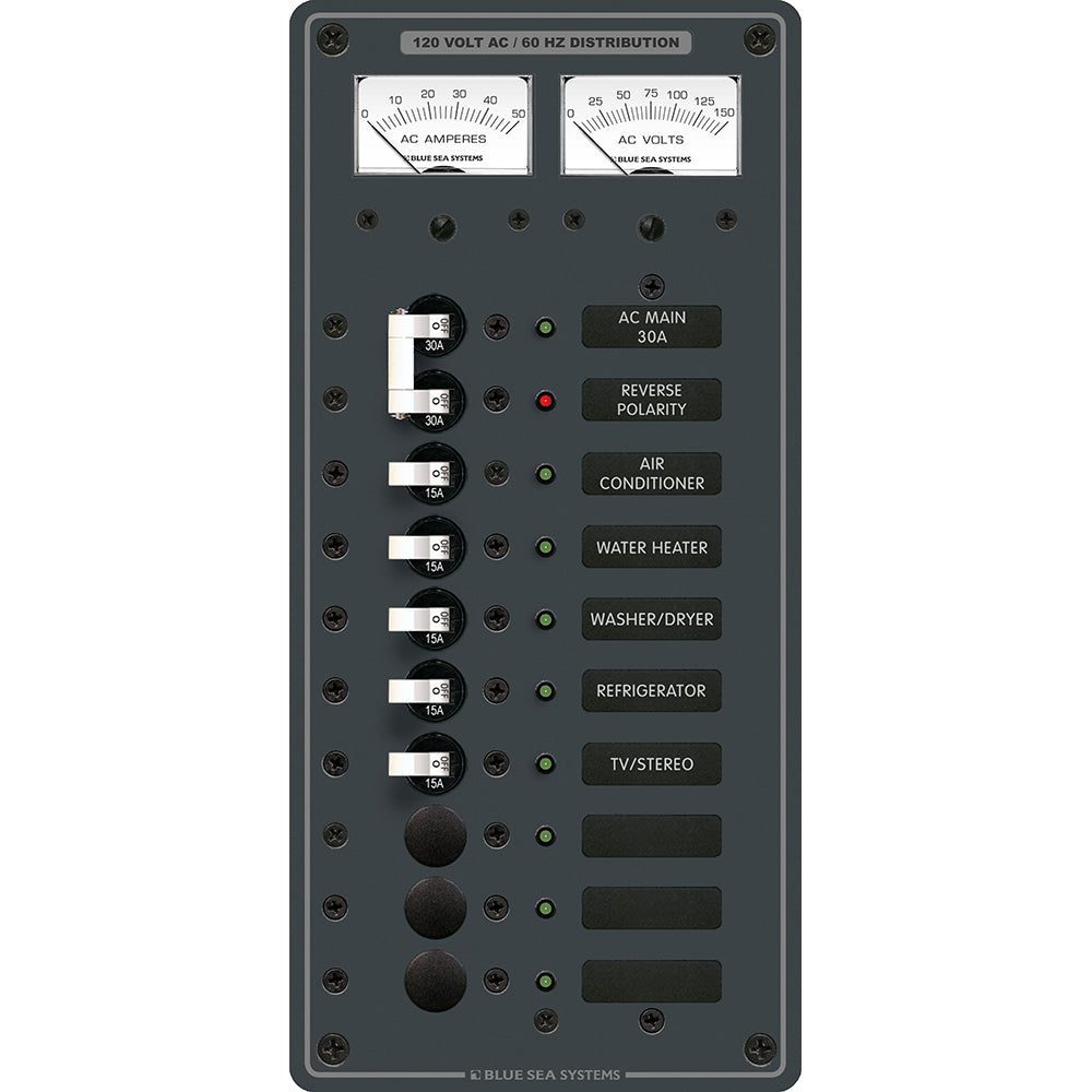 Blue Sea Systems, Blue Sea 8074 AC Main +8 Positions Toggle Circuit Breaker Panel - White Switches