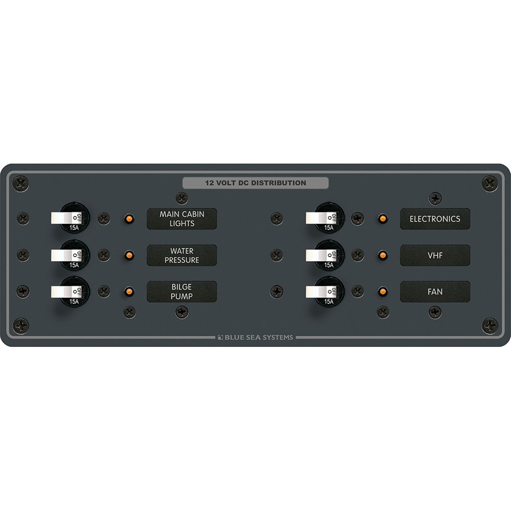 Blue Sea Systems, Blue Sea 8096 DC 6 Position Toggle Branch Circuit Breaker Panel - White Switches