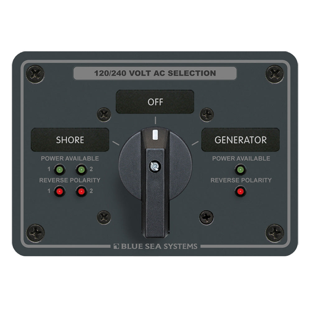 Blue Sea Systems, Blue Sea AC Rotary Switch Panel 65AMP - 2 Positions + OFF - 4 Pole