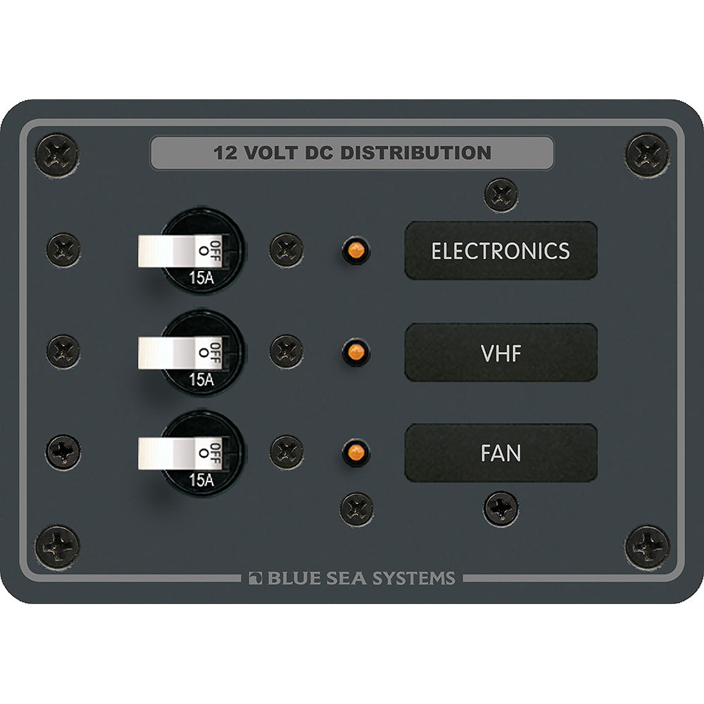 Blue Sea Systems, Blue Sea 8025 DC 3 Position Breaker Panel - White Switches