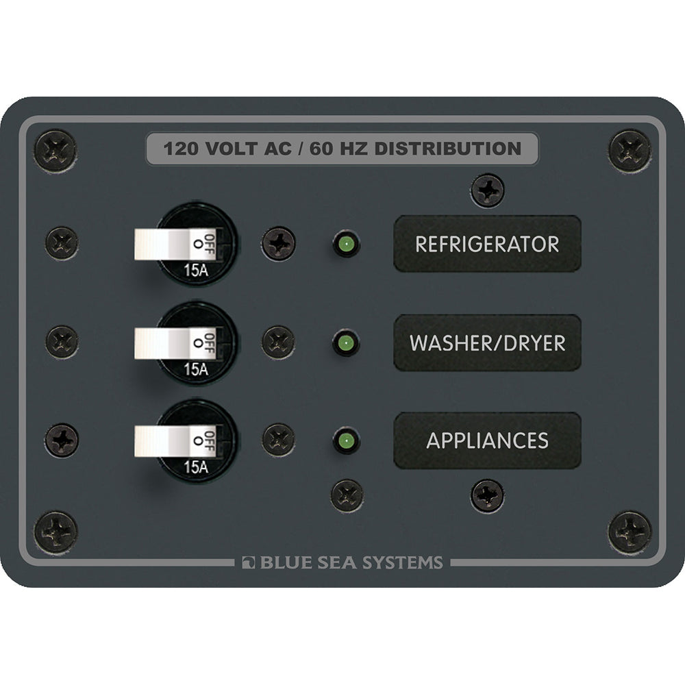 Blue Sea Systems, Blue Sea 8058 AC 3 Position Toggle Circuit Breaker Panel - White Switches