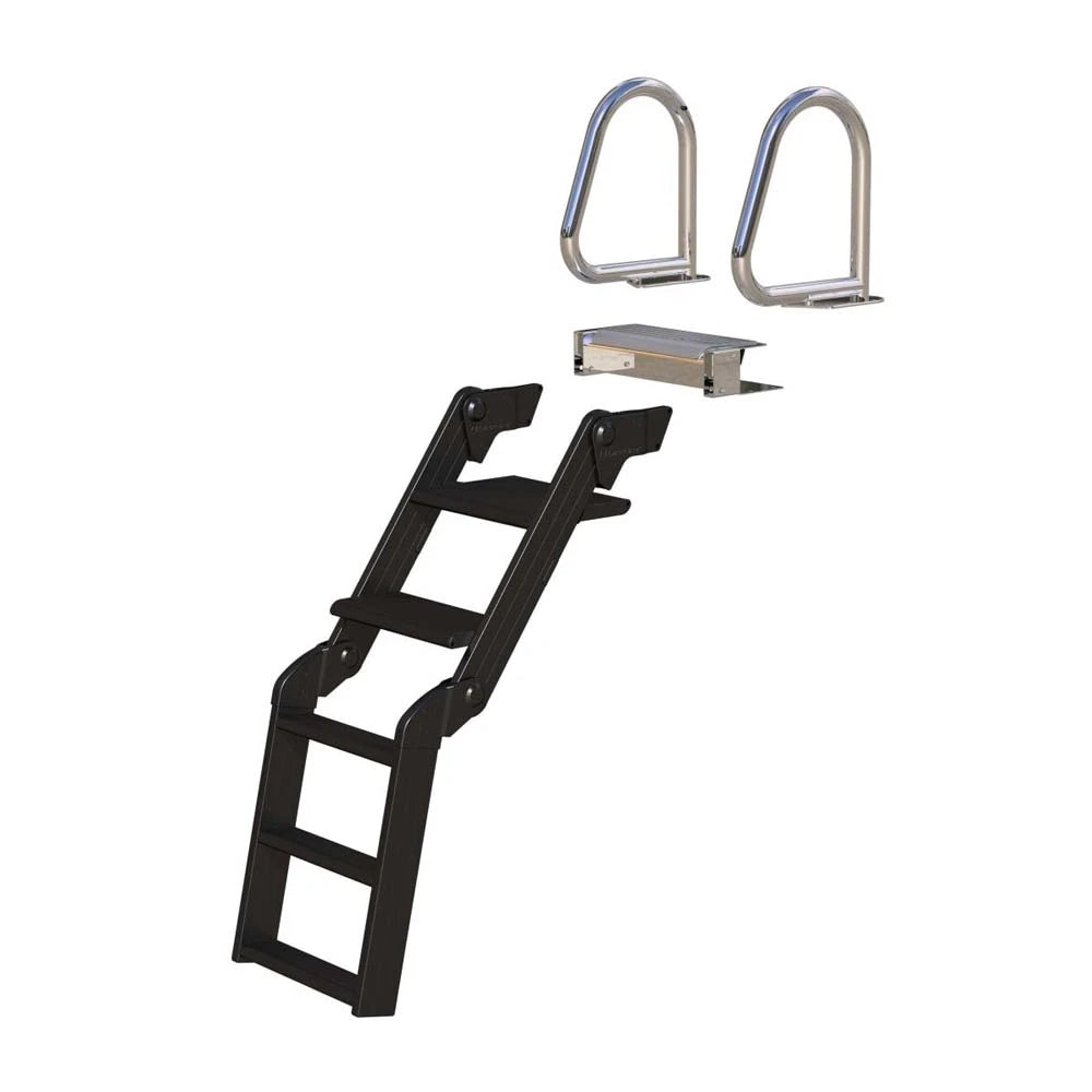 - None -, Lippert SureStep™ Free-Fit Pontoon Boat Ladder Polished SST Rail