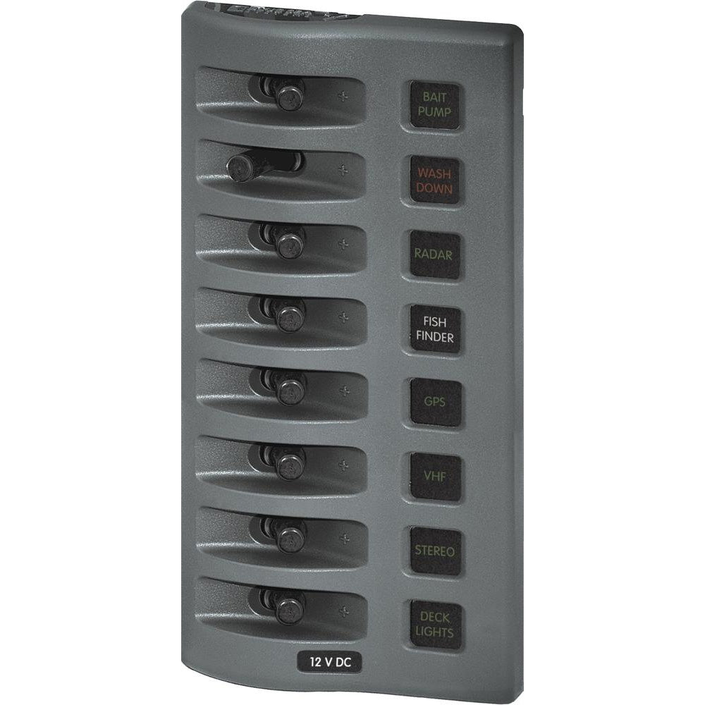 Blue Sea Systems, Blue Sea 4308 WeatherDeck Water Resistant Fuse Panel - 8 Position - Grey