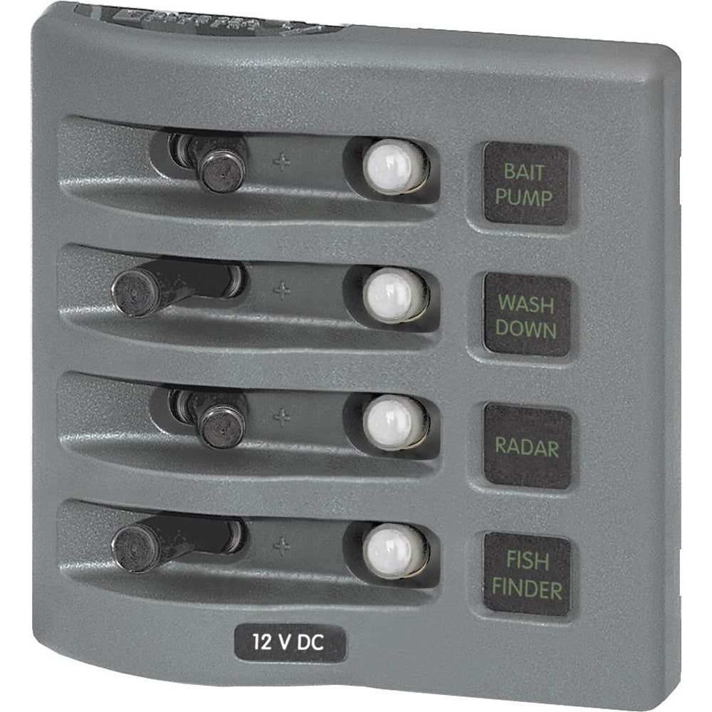 Blue Sea Systems, Blue Sea 4374 WeatherDeck Water Resistant Circuit Breaker Panel - 4 Position - Grey