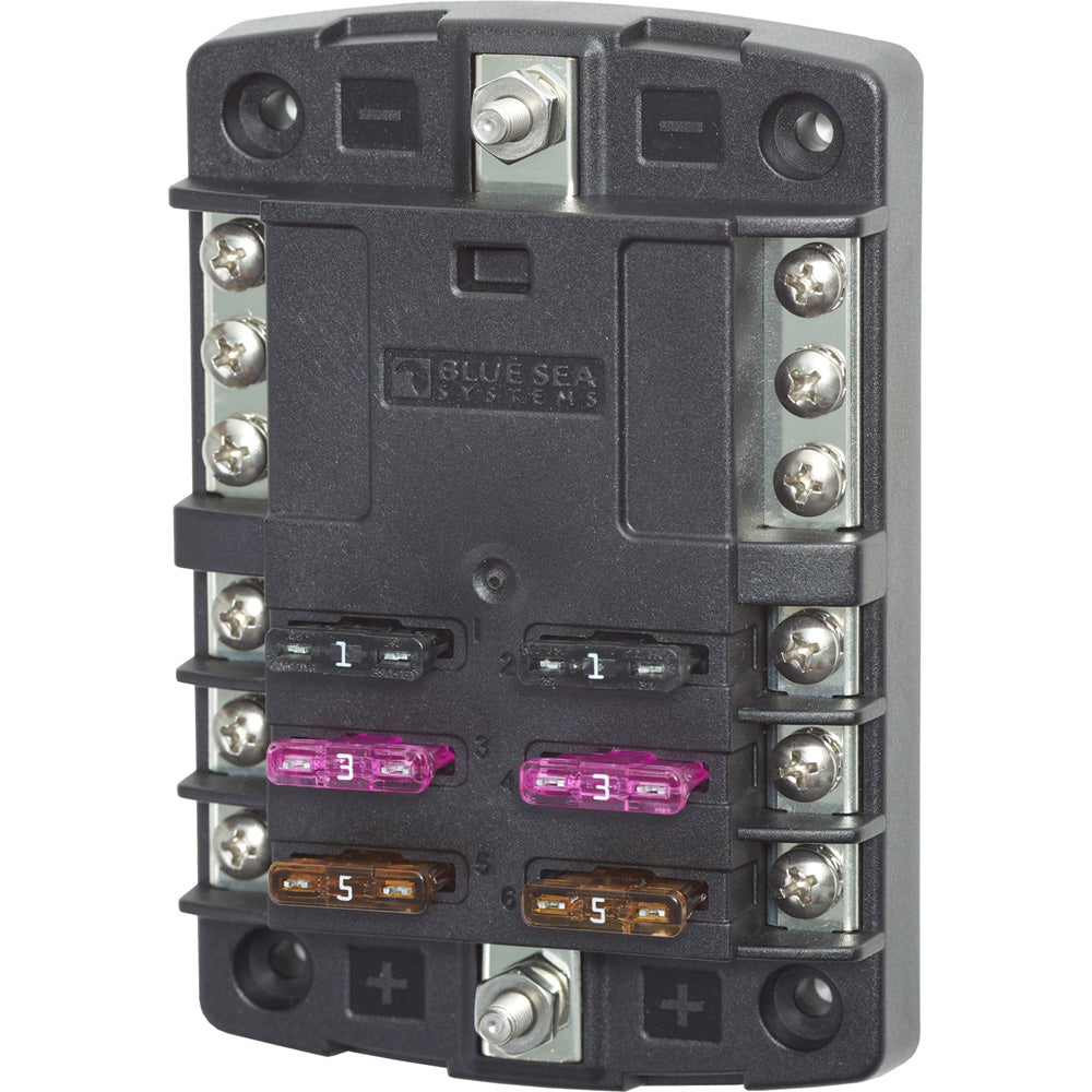 Blue Sea Systems, Blue Sea 5030 ST Blade Fuse Block w/o Cover - 6 Circuit w/Negative Bus