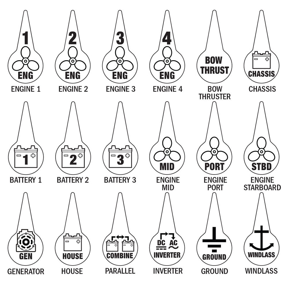 Blue Sea Systems, Blue Sea 7902 Icon Circuit Identification Label Kit for Battery Switches