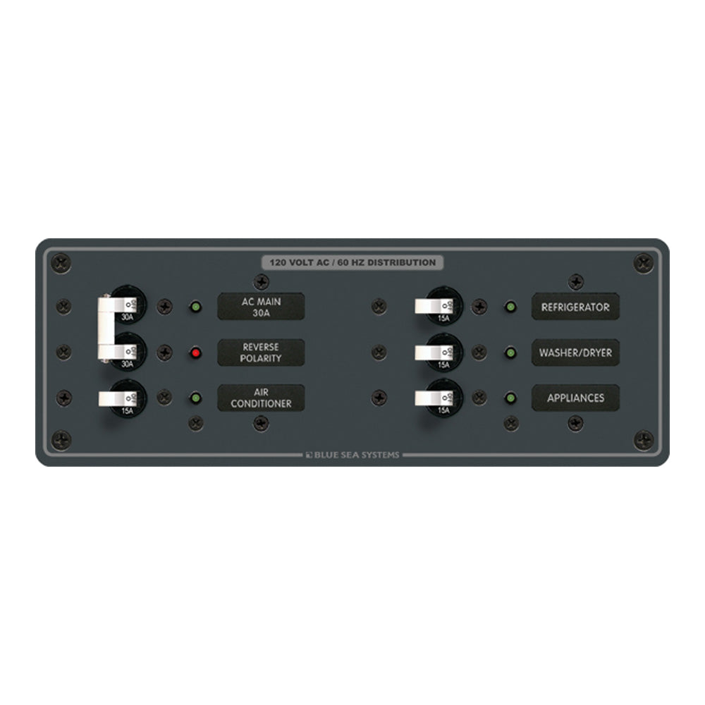 Blue Sea Systems, Blue Sea 8099 AC Main +4 Positions Toggle Circuit Breaker Panel (White Switches)
