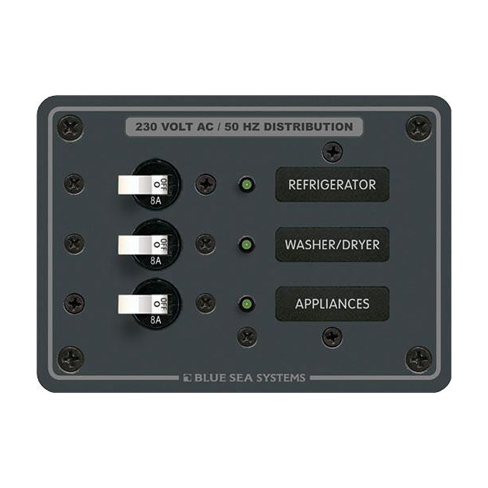 Blue Sea Systems, Blue Sea 8158 AC 3 Position 230V (European) Breaker Panal