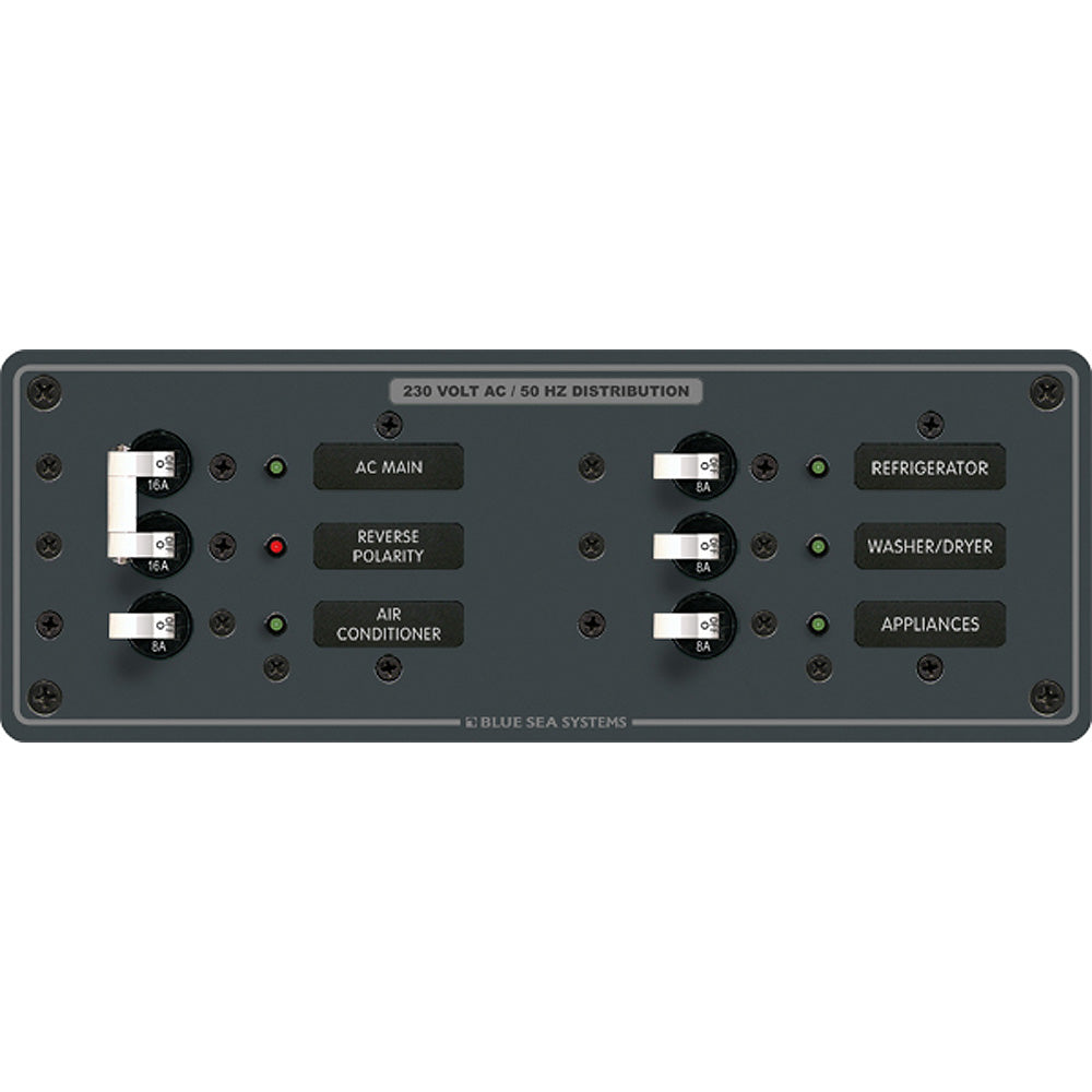 Blue Sea Systems, Blue Sea 8199 AC Main + Branch A-Series Toggle Circuit Breaker Panel (230V) - Main + 4 Position