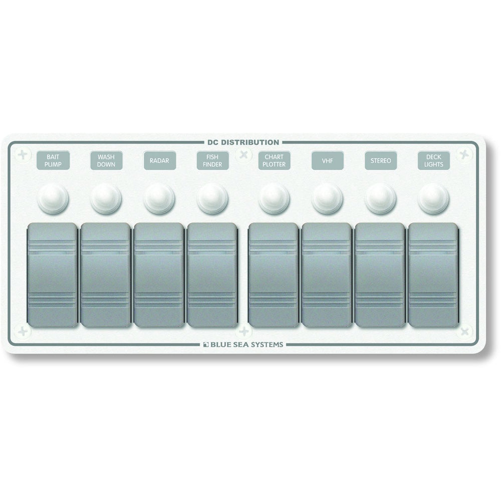 Blue Sea Systems, Blue Sea 8271 Water Resistant Panel - 8 Position - White - Horizontal Mount