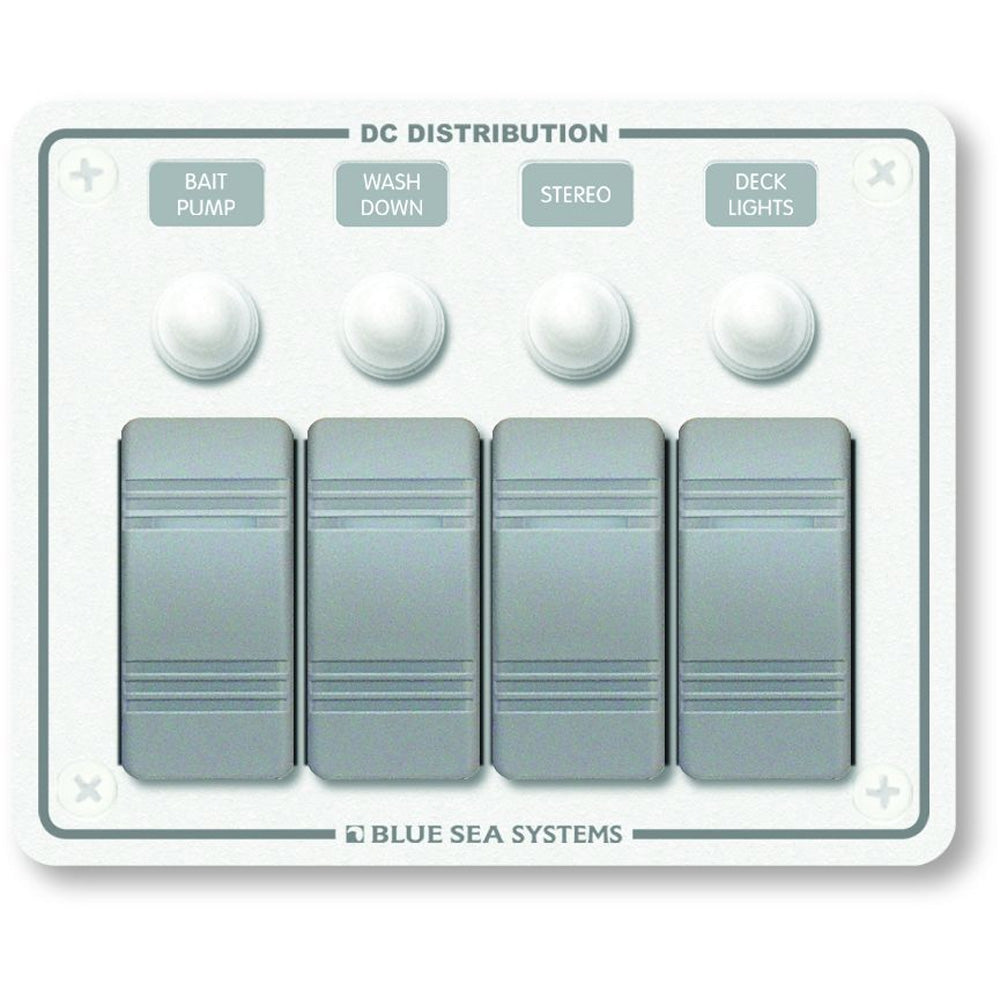Blue Sea Systems, Blue Sea 8272 Water Resistant Panel - 4 Position - White - Horizontal Mount