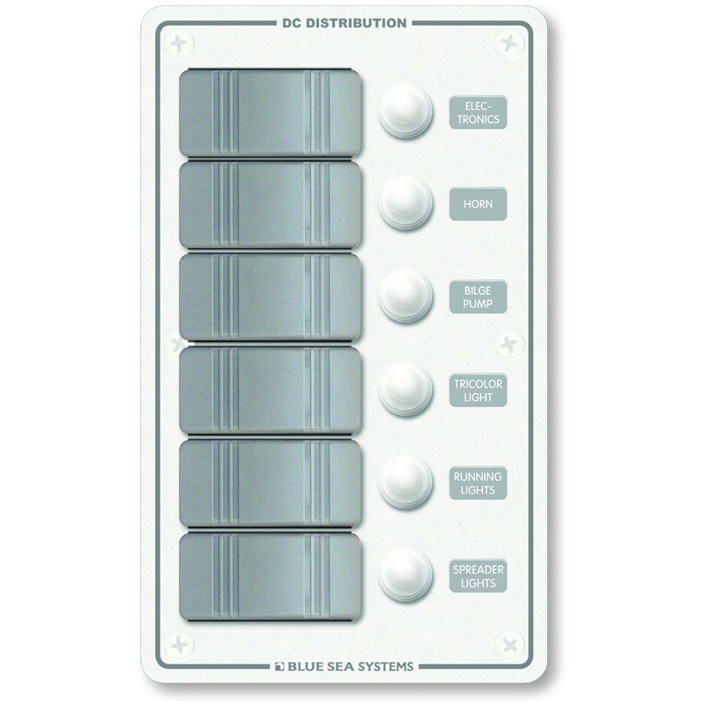 Blue Sea Systems, Blue Sea 8273 Water Resistant Panel - 6 Position - White - Vertical