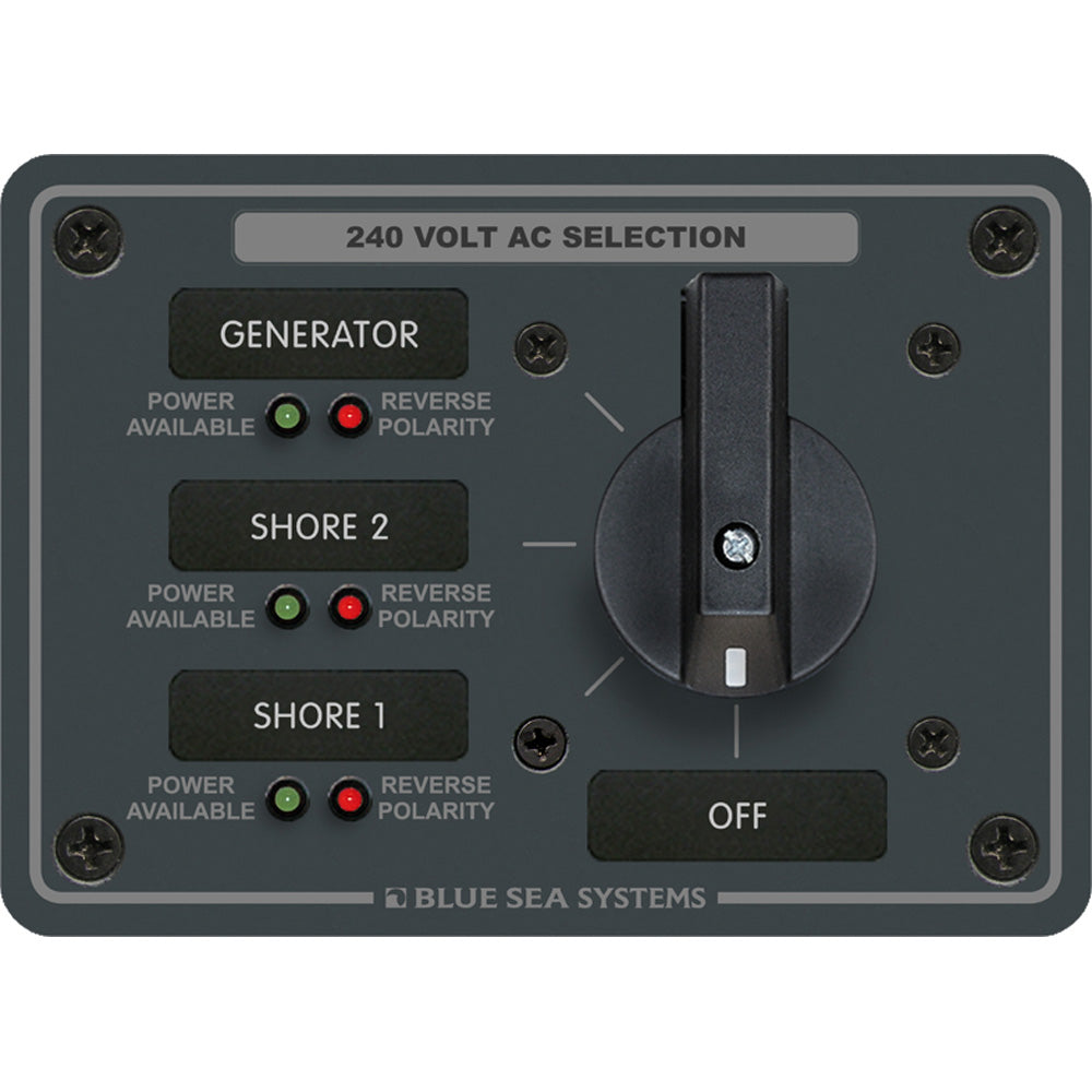 Blue Sea Systems, Blue Sea 8361 AC Rotary Switch Panel 65 Ampere 3 Positions + OFF, 3 Pole