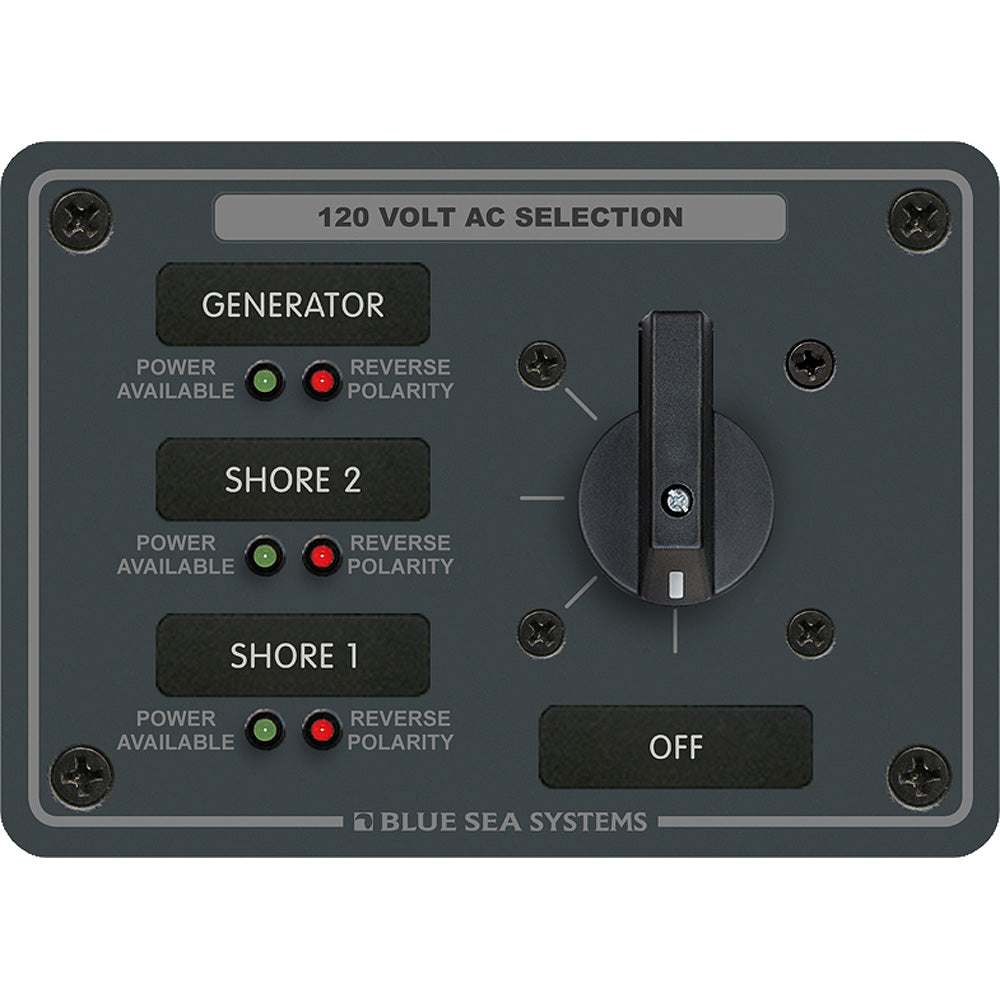 Blue Sea Systems, Blue Sea 8366 AC Rotary Switch Panel 30 Ampere 3 Positions + OFF, 2 Pole