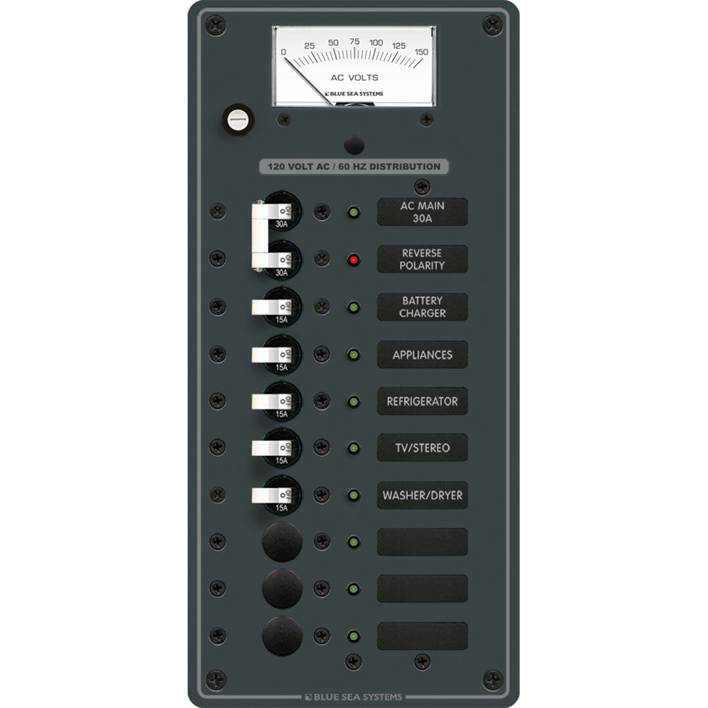 Blue Sea Systems, Blue Sea 8488 Breaker Panel - AC Main + 8 Positions - White