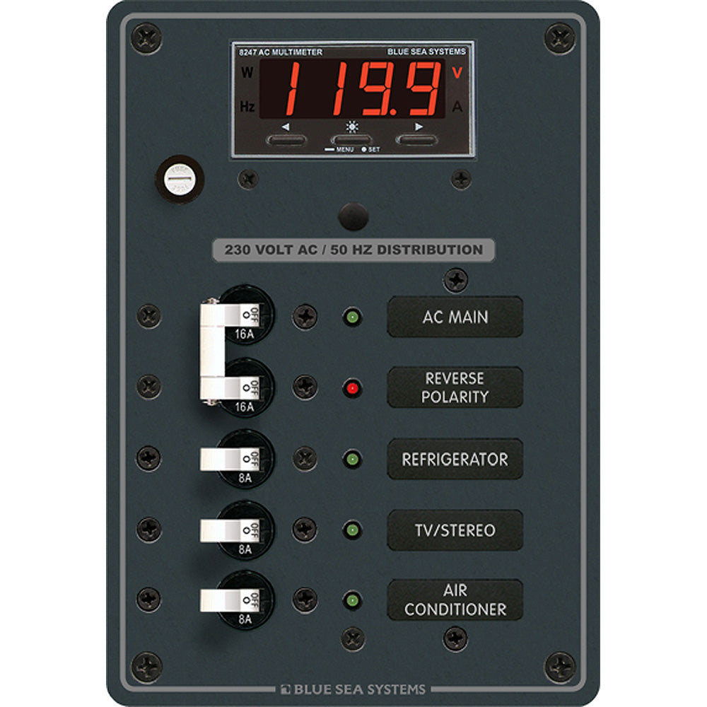 Blue Sea Systems, Blue Sea 8505 AC Main + Branch A-Series Toggle Circuit Breaker Panel (230V) - Main + 3 Position