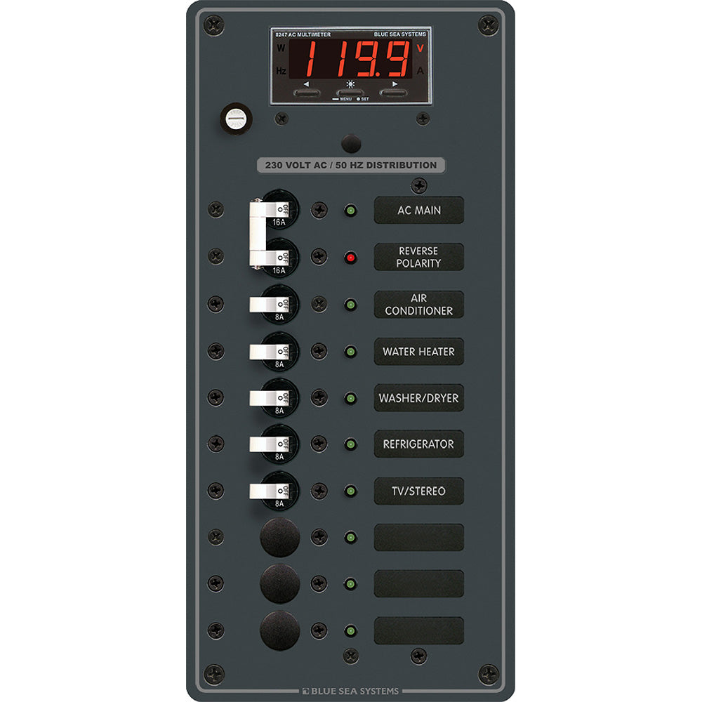 Blue Sea Systems, Blue Sea 8506 Breaker Panel - AC Main + 8 Positios (European) - White
