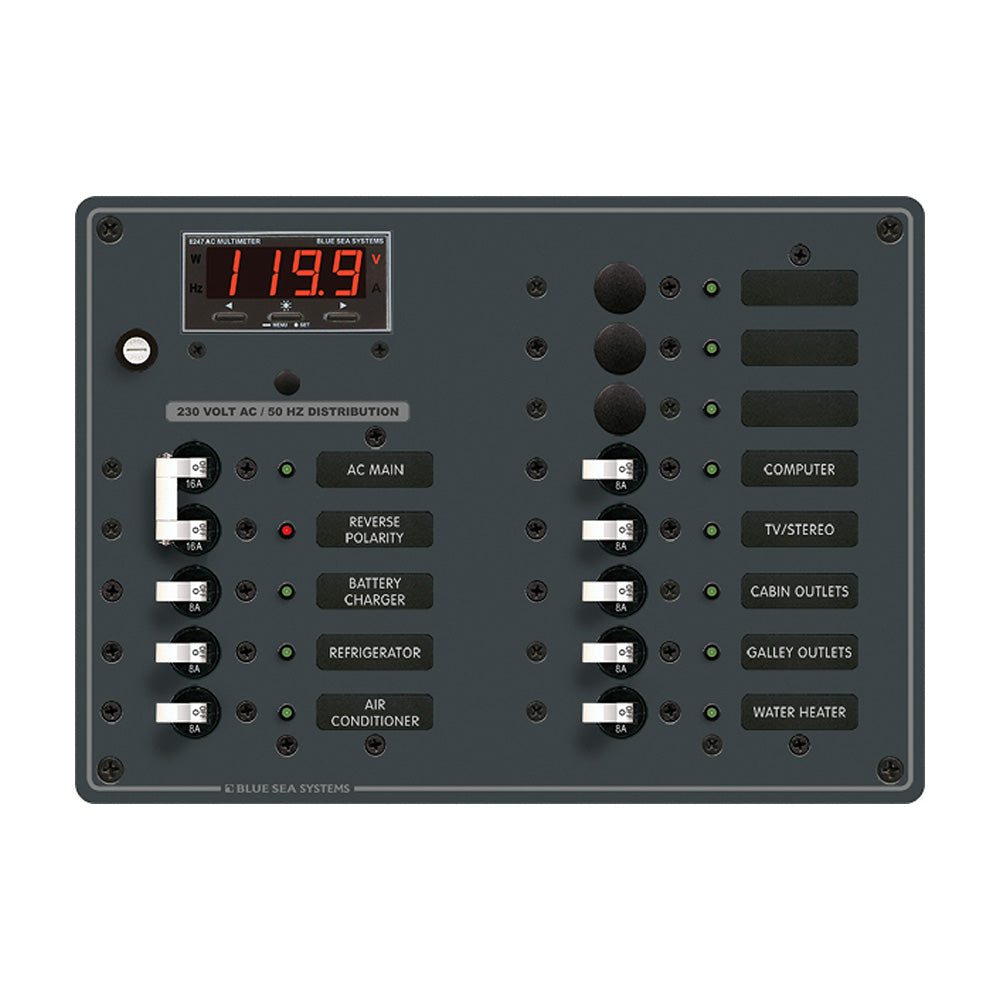 Blue Sea Systems, Blue Sea 8507 Breaker Panel - AC Main + 11 Position (European) - White