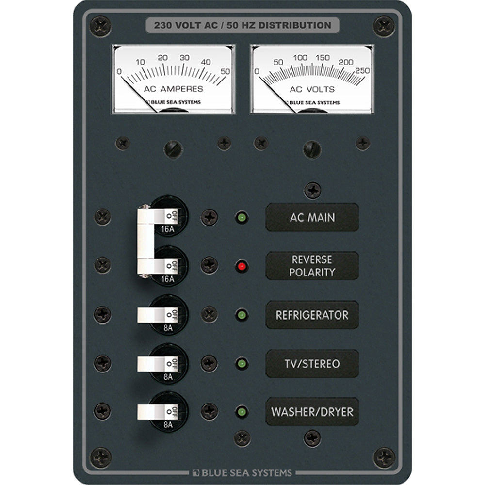 Blue Sea Systems, Blue Sea 8509 AC Main + Branch A-Series Toggle Circuit Breaker Panel (230V) - Main + 3 Position