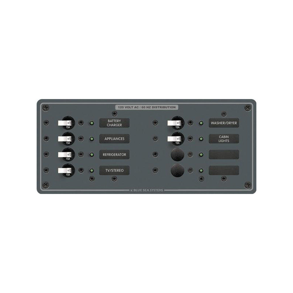 Blue Sea Systems, Blue Sea 8511 AC 8 Position 230v (European) Breaker Panel (White Switches